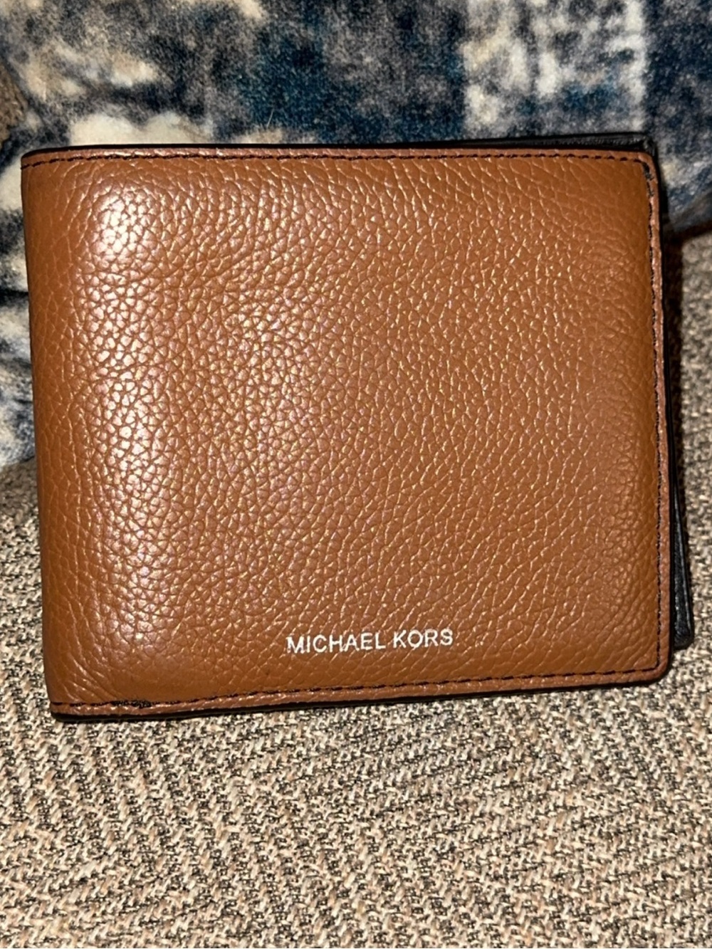 MICHAEL KORS MK BROWN WALLET BILLFOLD 
MEN PEBBLED LEATHER